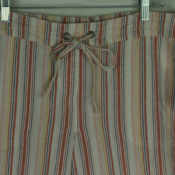 Per Se Linen Blend Pants   Cropped Capri  Crinkle Striped  Pull-On - Picture 5 of 7